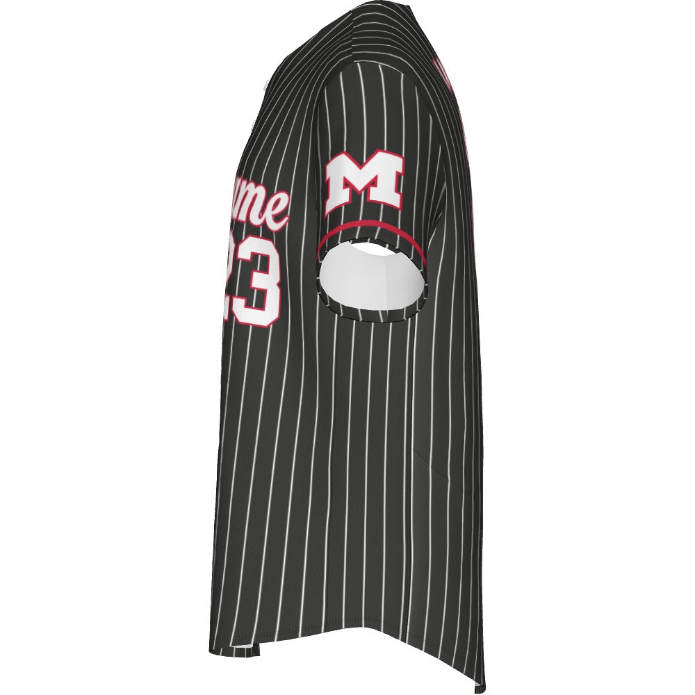 Men's Baseball Full Button Jersey  - Pinstripe 1