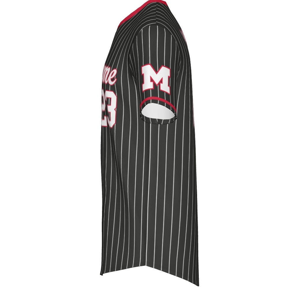 Men's Baseball Short Sleeve V Neck Jersey - Pinstripe 1