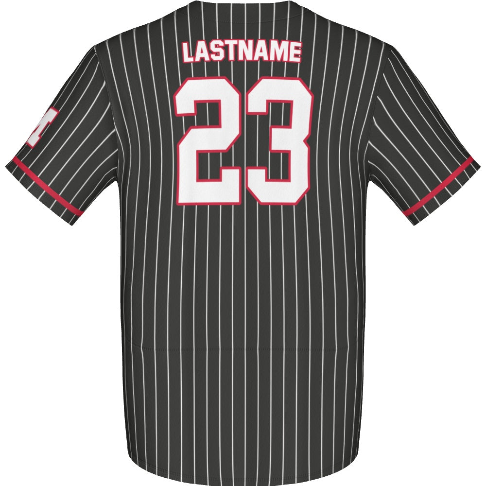 Men's Baseball Full Button Jersey  - Pinstripe 1