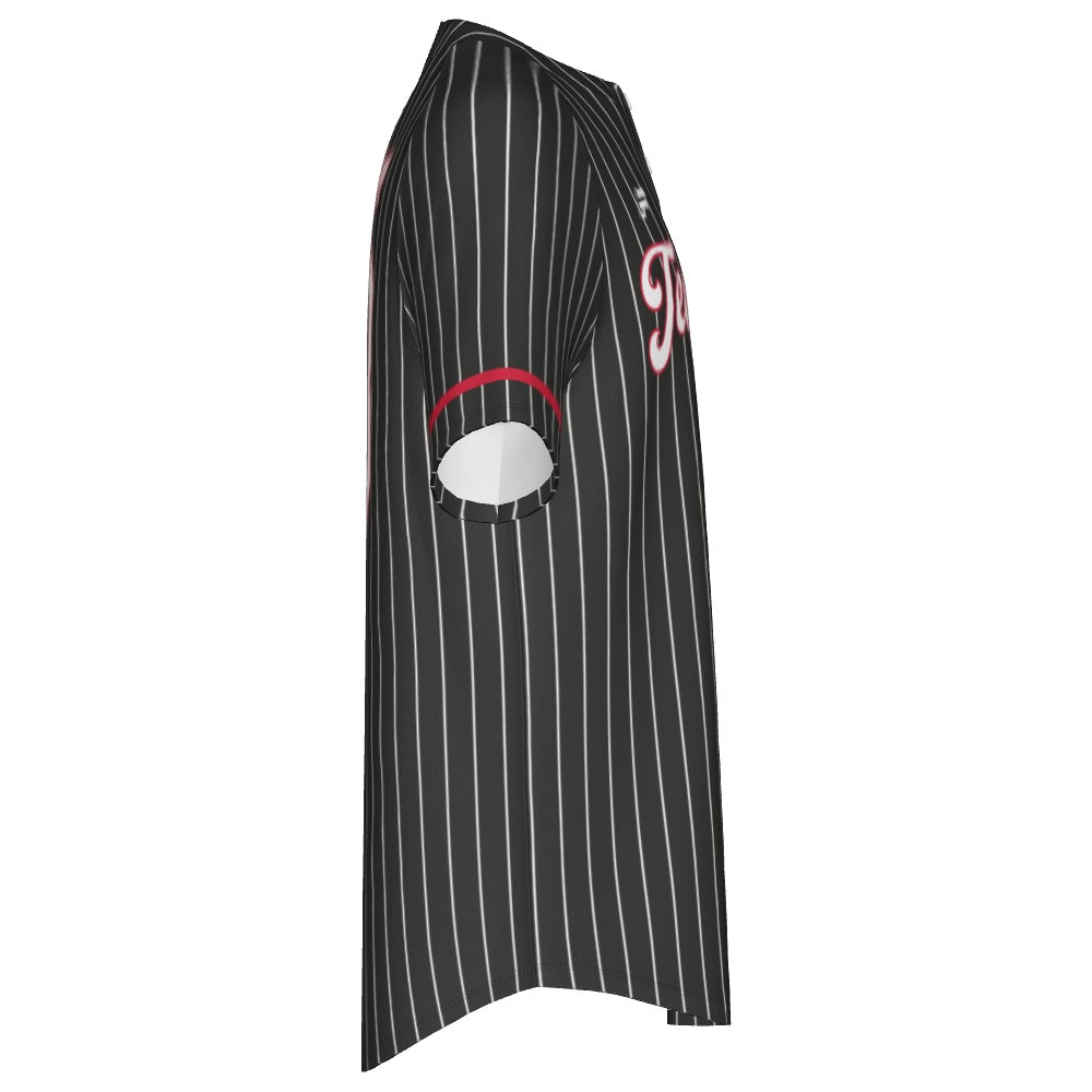 Men's Baseball 2 Button Jersey  - Pinstripe 1