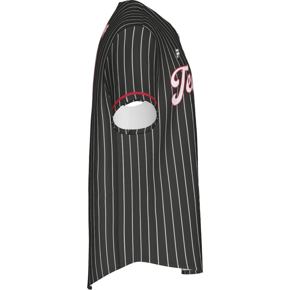 Men's Baseball Full Button Jersey  - Pinstripe 1