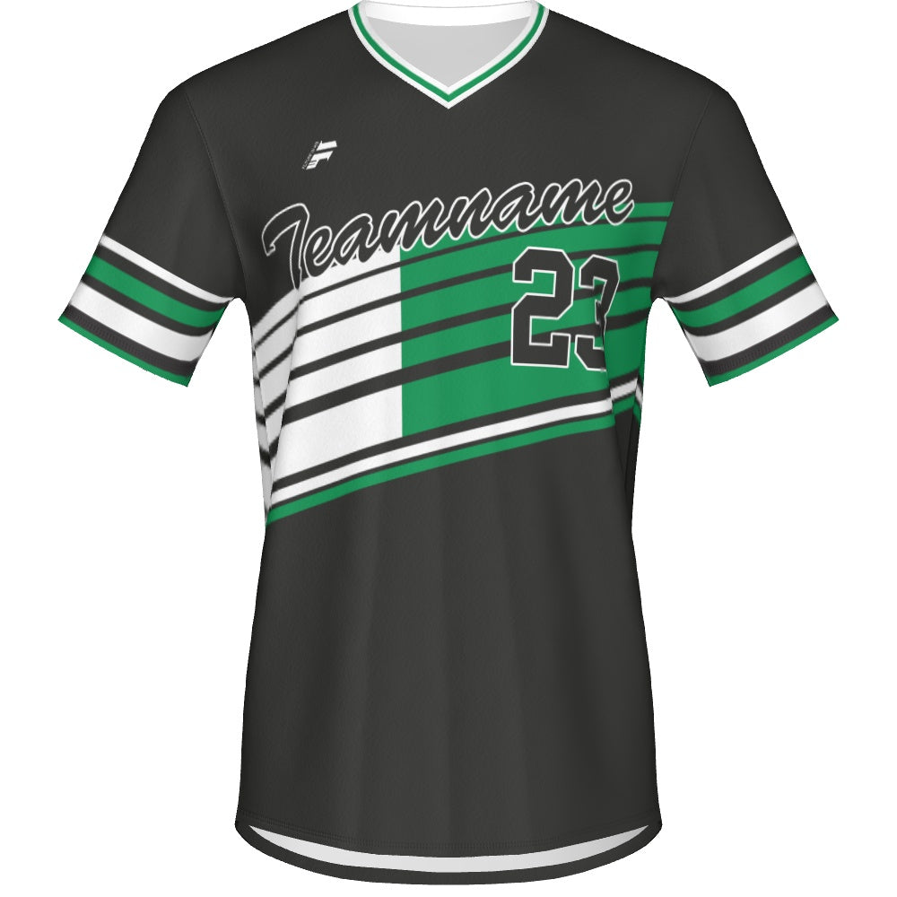 Men's Baseball Short Sleeve V Neck Jersey  - Greenlight