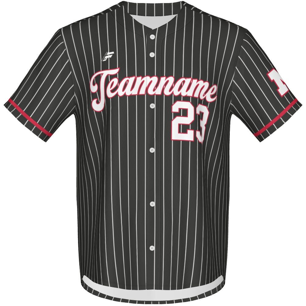 Men's Baseball Full Button Jersey  - Pinstripe 1
