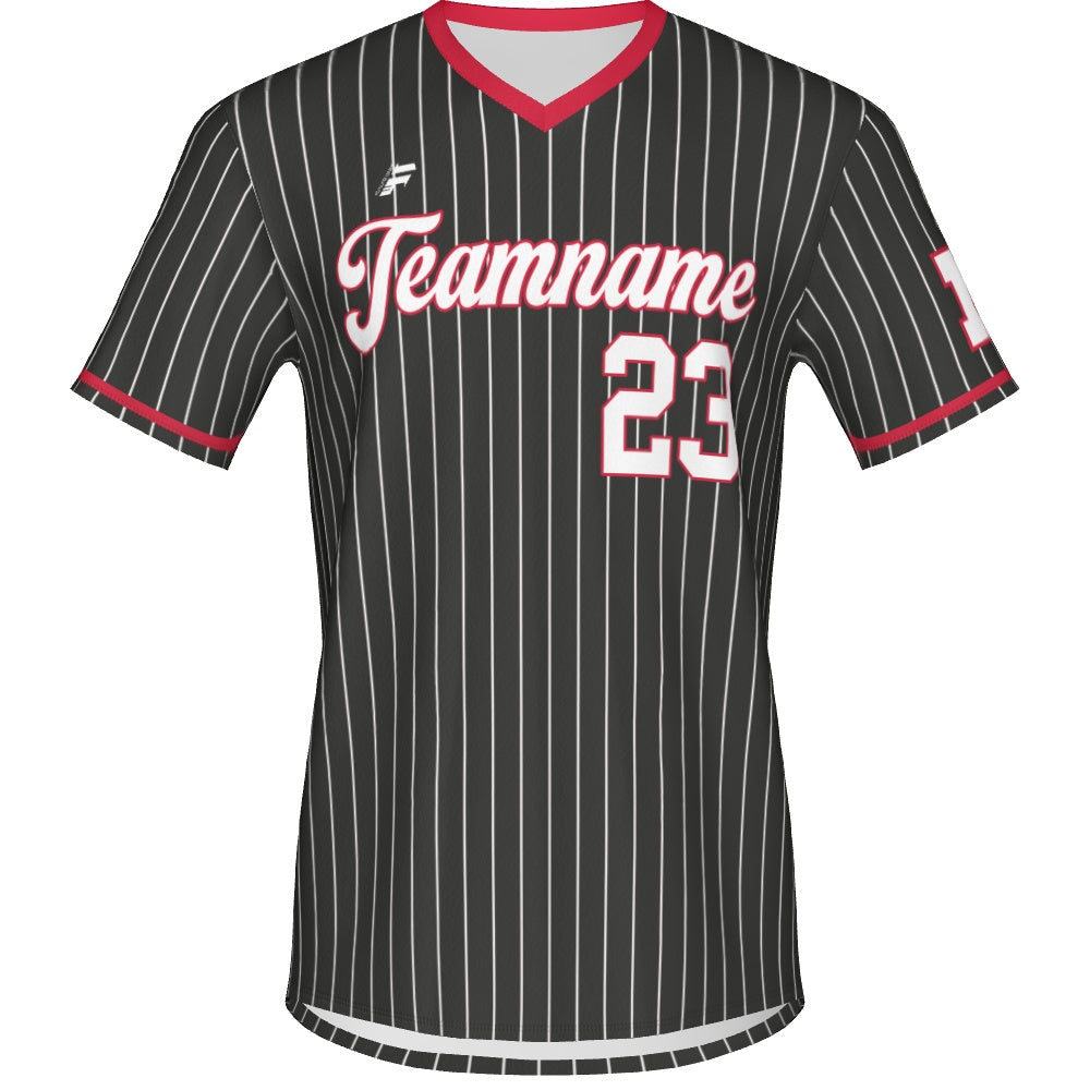 Men's Baseball Short Sleeve V Neck Jersey - Pinstripe 1